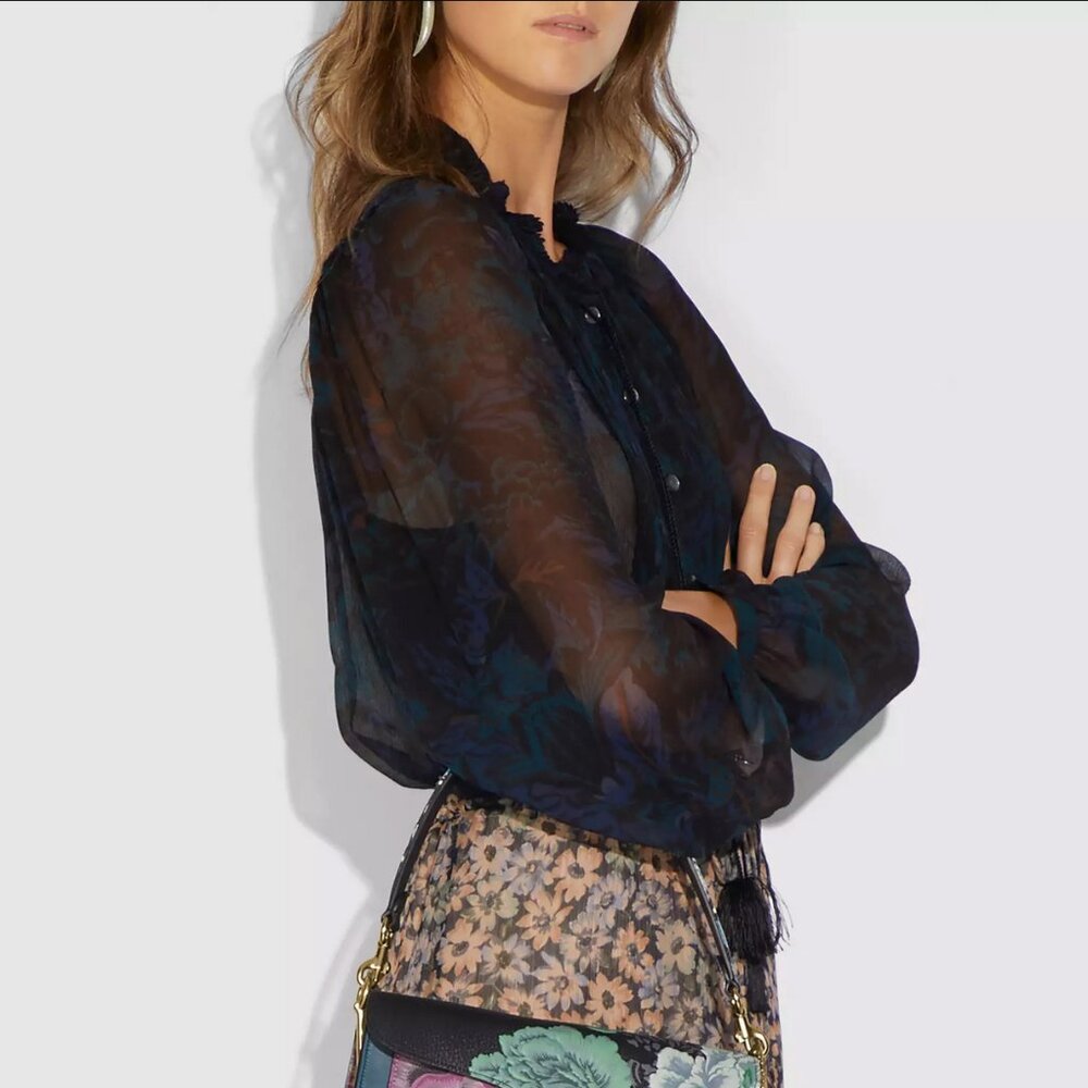 Coach x Kaffe Fassett Floral Silk Blouse Size 2